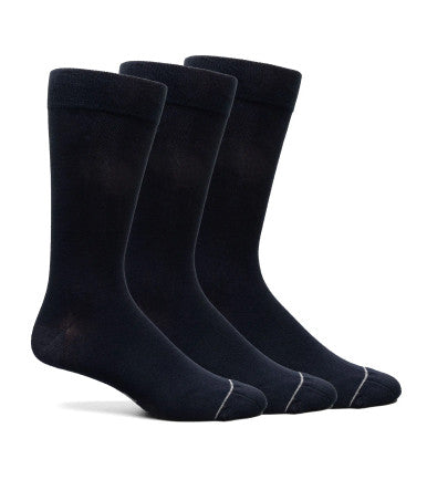 Florsheim 3-Pack Bamboo Solid Men's Crew Dress Socks - Navy