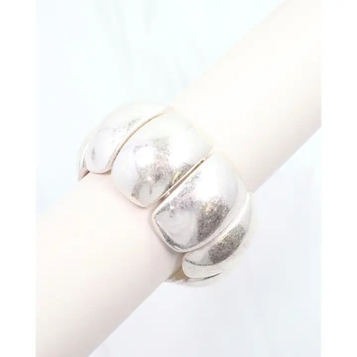 Caroline Hill Davidson Dome Stretch Bracelet Worn Silver