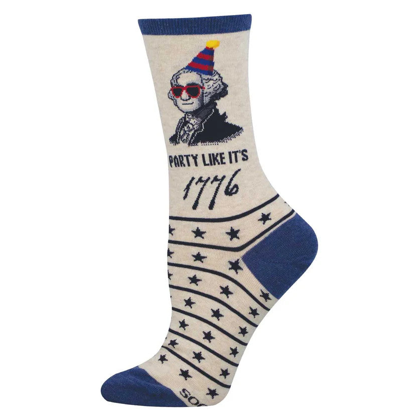 Socksmith Women's Party Like It's 1776 Sock - Ivory Heather