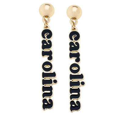Canvas South Carolina Gamecocks Slogan Earrings in Black/Shiny Gold