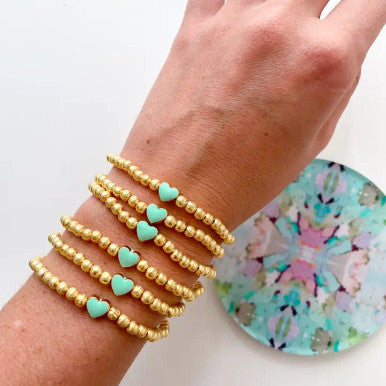 Cola Stacks Aqua Heart Bracelet
