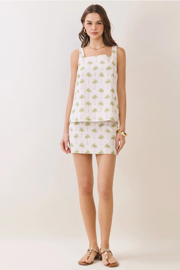 TCEC Women's Palm Print Sleeveless Top