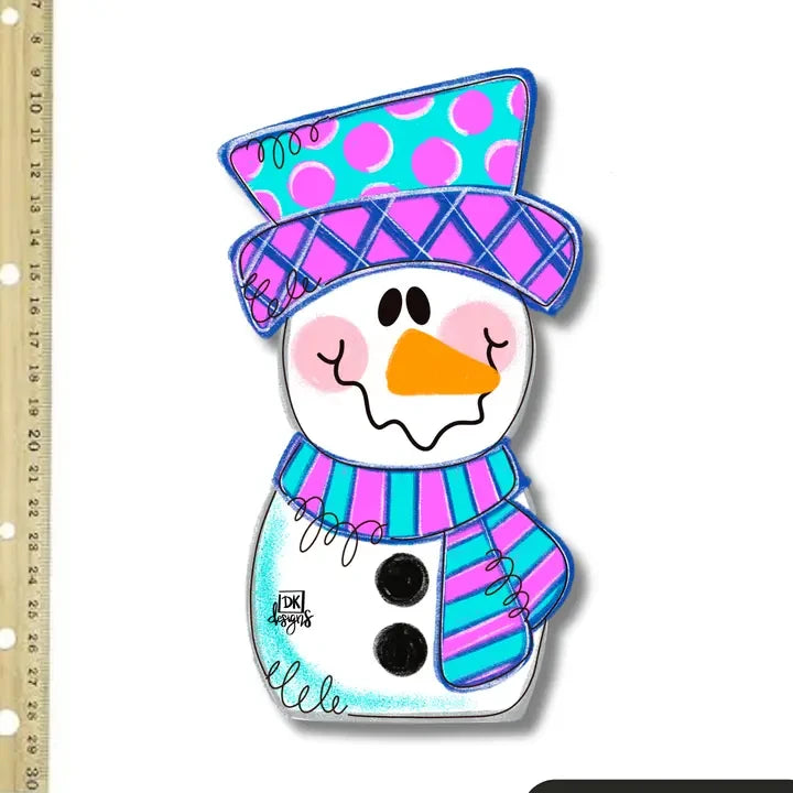 DK Designs Pink Snowman Mini