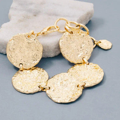 The Looks by Fame Large Textured Coins Chain Bracelet