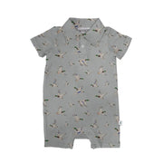 Goosies Infant Boys Short Sleeve Polo Romper - Mallards/Ducks