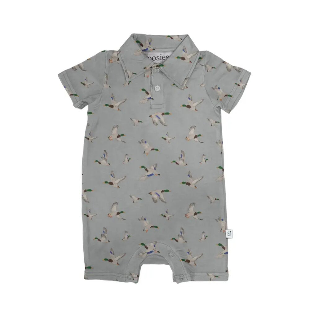 Goosies Infant Boys Short Sleeve Polo Romper - Mallards/Ducks