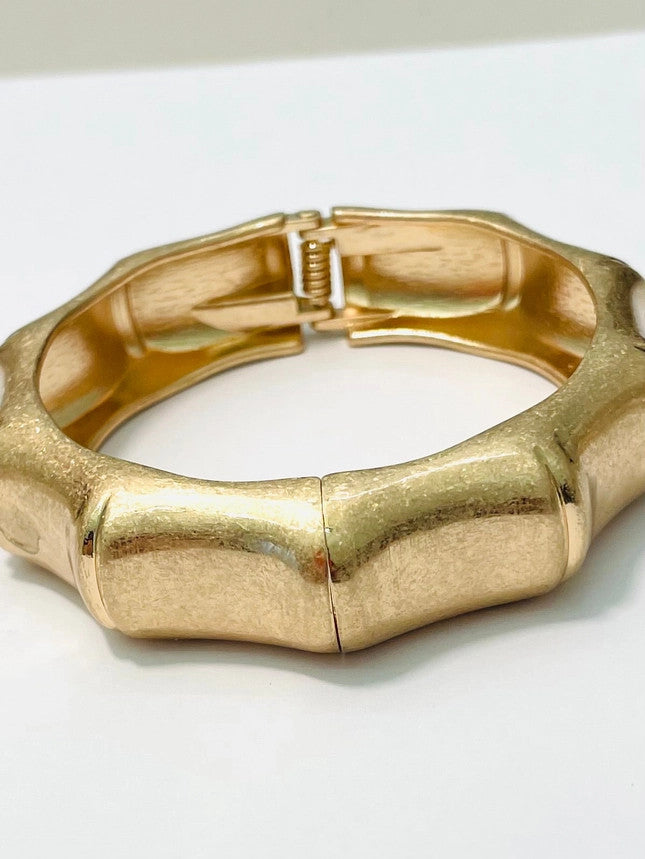 Two Forty Two Chic - Hinged Bamboo Cuff - Vintage Gold