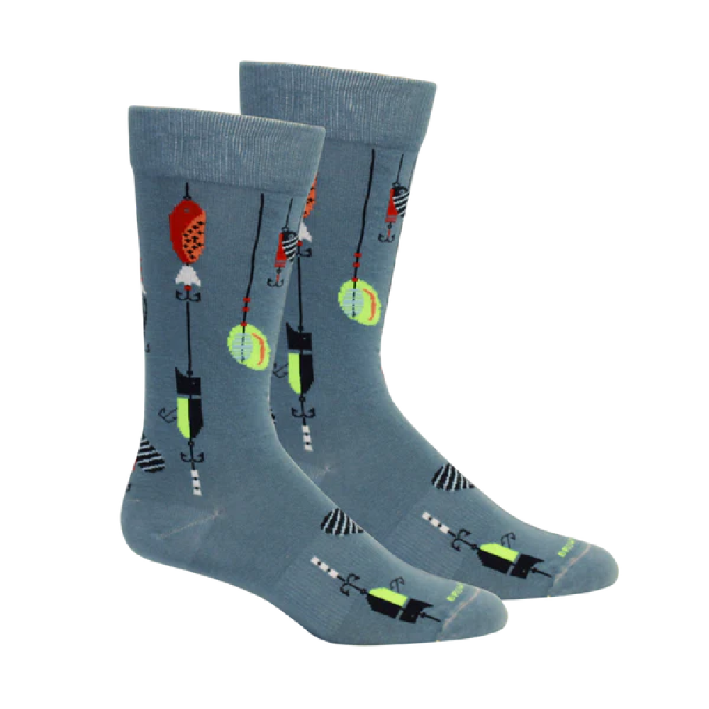 Brown Dog Lured Bluestone Socks Fishing Outdoor Crew Socks