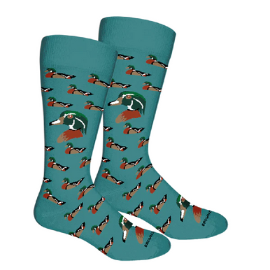 Brown Dog Wood Duck Teal Socks