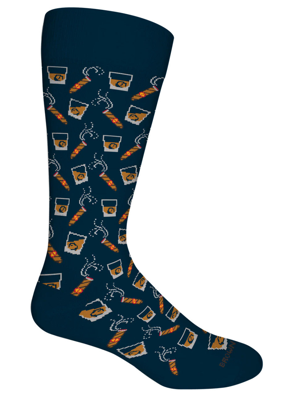 Brown Dog Bourbon and Cigars Crew Socks