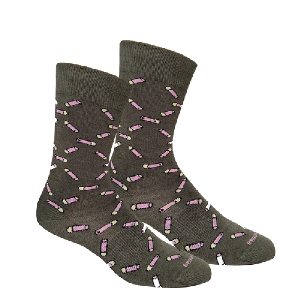 Brown Dog Socks High Brass Sage with Pink