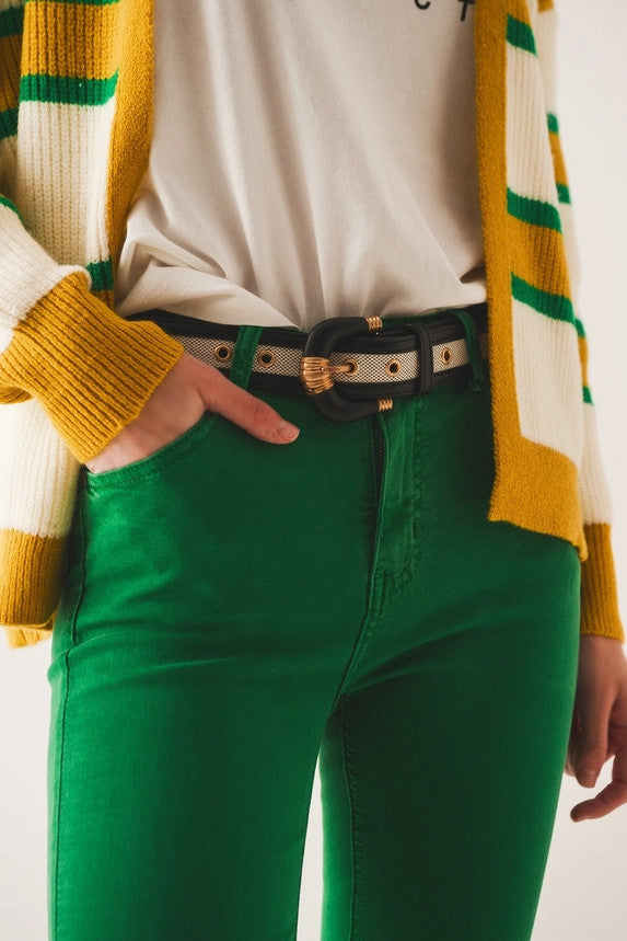 Q2 Women's Flare Jeans - Bright Green