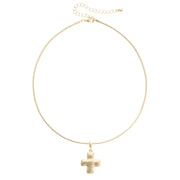 Canvas Square Cross Skinny Collar Necklace - Shiny Gold