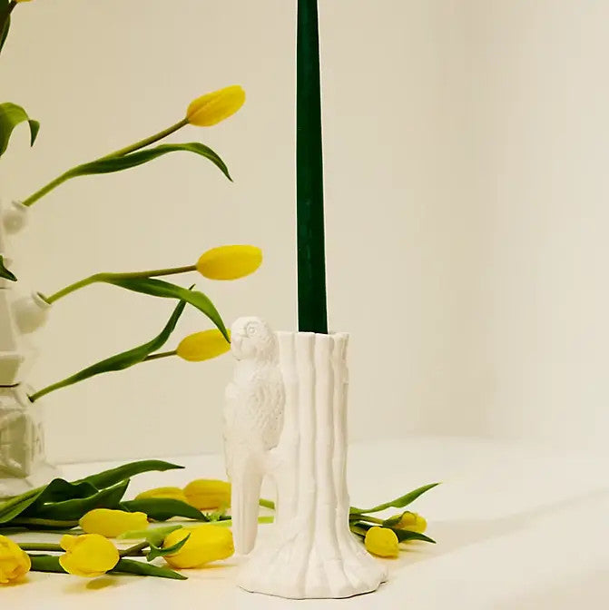Lilly Pulitzer Tapered Candle Holder - Resort White Parrot