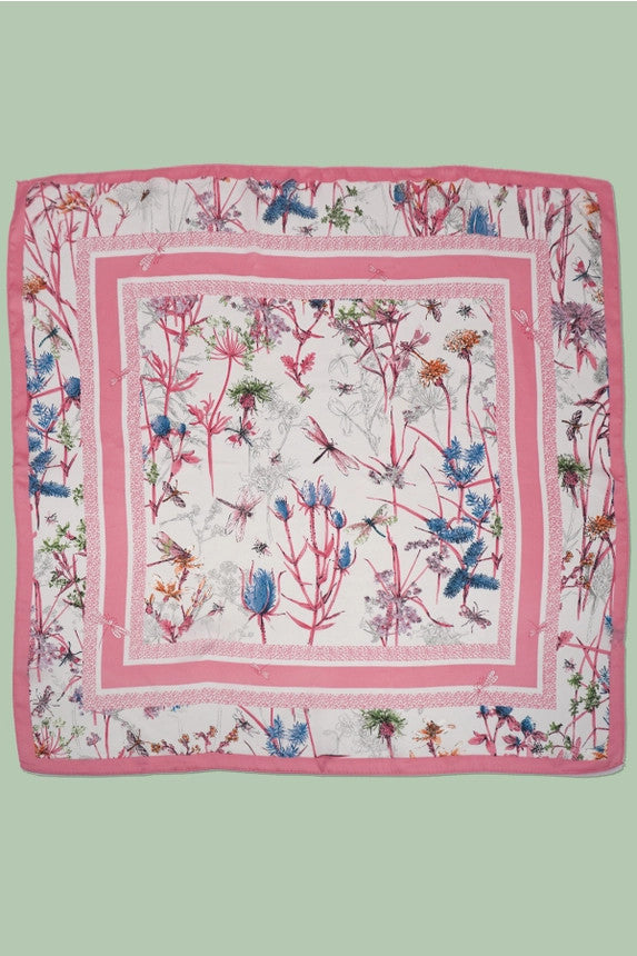 Josslyn Pink Large Print Silky Feel Bandana Scarf