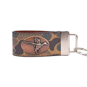 Zep-Pro Mallard Hunting Old School Camo Leather Loop Keychain - Brown/Tan