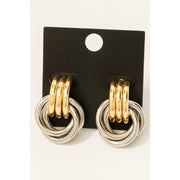 The Looks by Fame Gold Dipped Two Tone Multi Layered Link Dangle Earrings