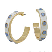 What's Hot White Color Coated with Light Blue Accents Hoop Earring