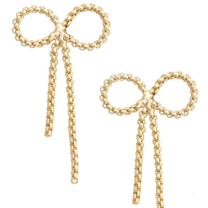 Canvas Joleen Bow Chain Earrings - Shiny Gold