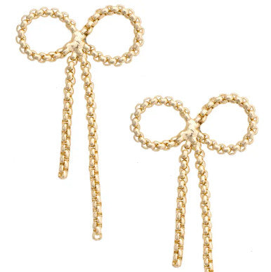Canvas Joleen Bow Chain Earrings - Shiny Gold