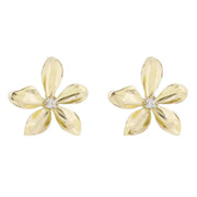 Jane Marie Gold Flower with Clear Crystal Center Earring