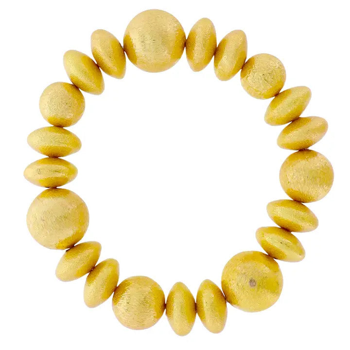 Jane Marie 18k Gold Plated Gold Textured Beaded Stretch Bracelet