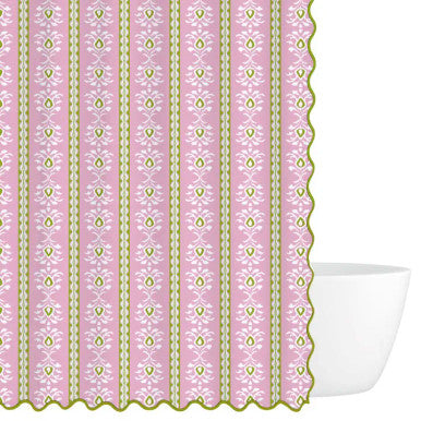 Laura Park Rosemary Stripe Pink Shower Curtain