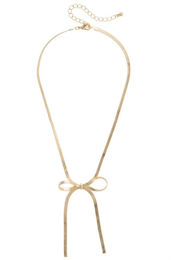 Canvas Andy Looped Bow Necklace - Shiny Gold