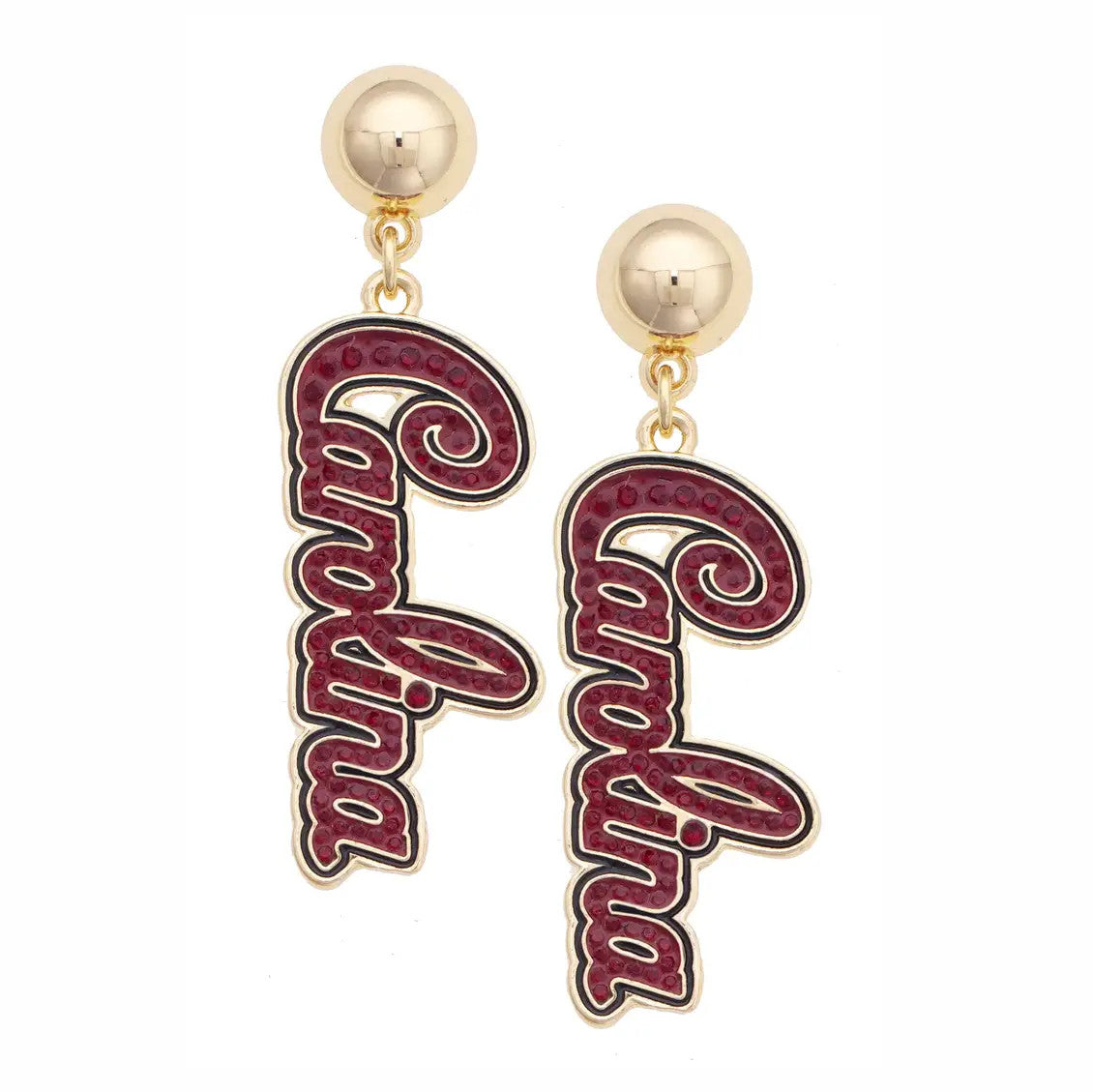 Canvas South Carolina Gamecocks Pave Outline Earrings