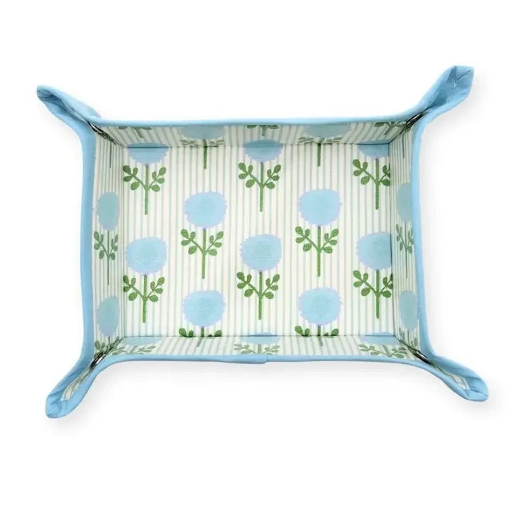Laura Park Marigold Ticking Stripe Blue Snap Tray