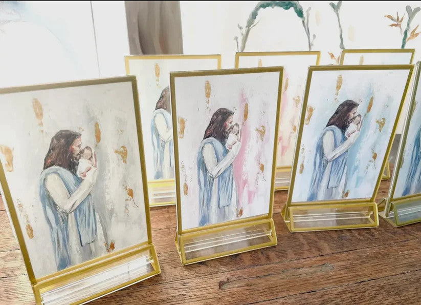 Mackenzie Kissell Art "I Knew You (Baby & Jesus)" Acrylic Gold Frame - Pink