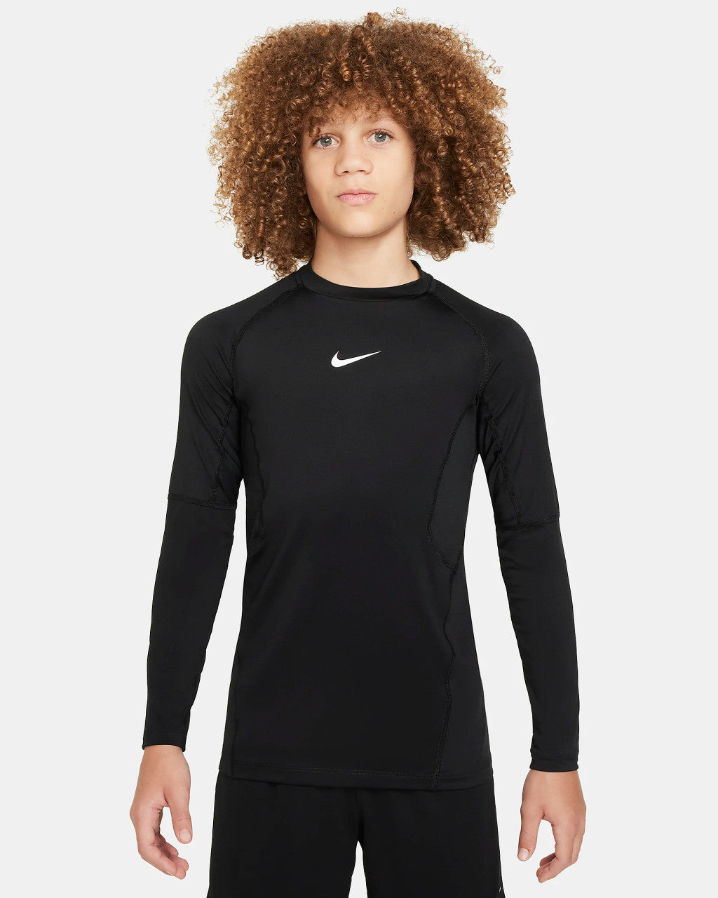 Nike Pro Big Kids Dri-FIT Long Sleeve Top - Black/White