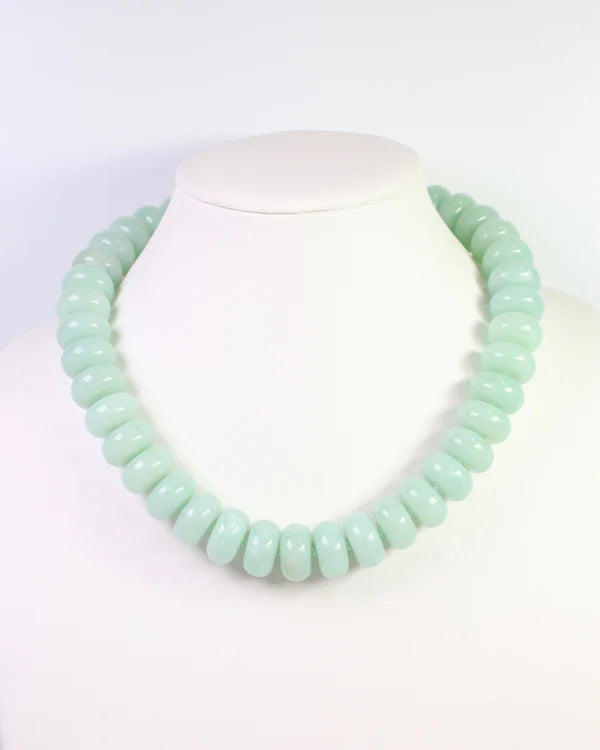 Caroline Hill Pipestone Marble Beaded Necklace - Mint