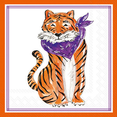 Boston International Purple Sitting Tiger Hometown Pride Cocktail Napkin