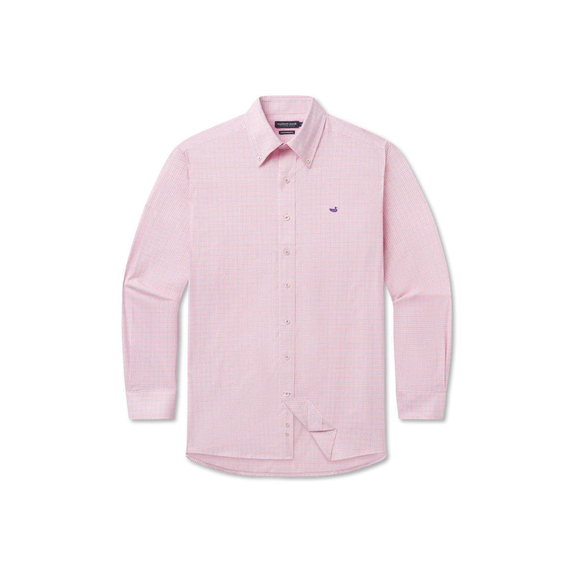 Southern Marsh Men's Dyer Performance Gingham Dress Shirt - Camelia & Wharf Purple