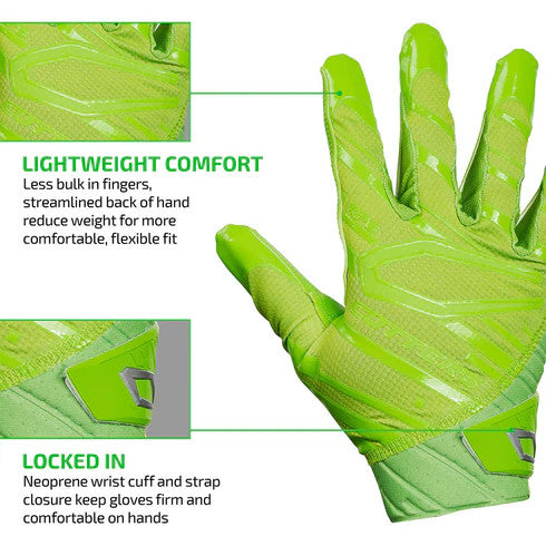 Cutters Rev Pro 6.0 Solid Receiver Gloves - Shock Green