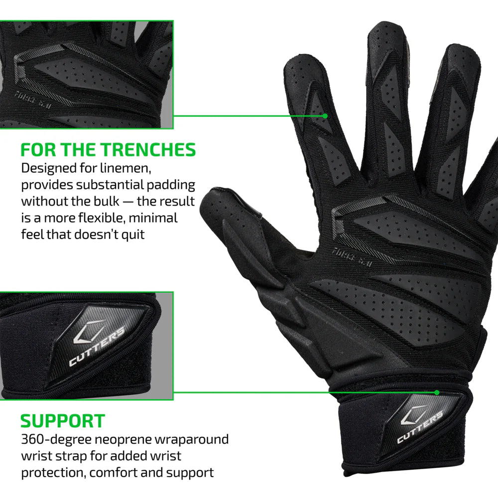 Cutters Force 6.0 Lineman Football Gloves