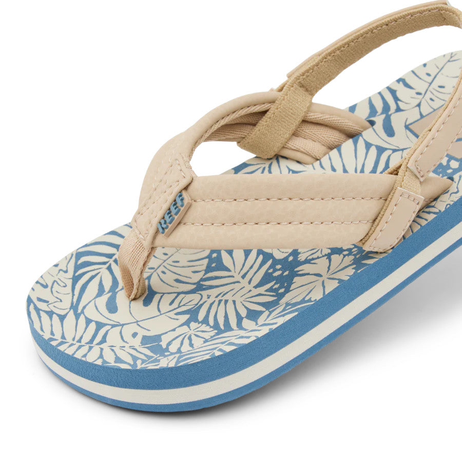 Reef Little Ahi Blue/Tan Palm Sandals for Toddlers