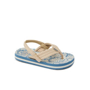 Reef Little Ahi Blue/Tan Palm Sandals for Toddlers