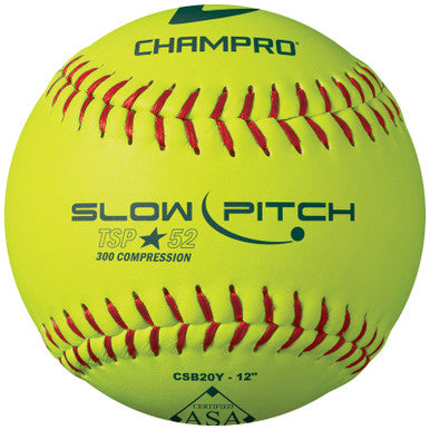 Champro Tournament .52 ASA/USA 12" Slow Pitch Softball - Leather Cover