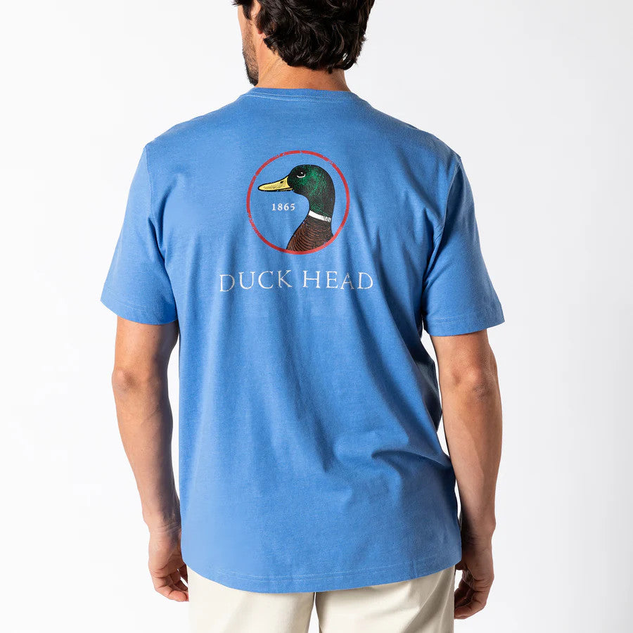 Duck Head Logo Short Sleeve T-Shirt - - Lake Blue Heather