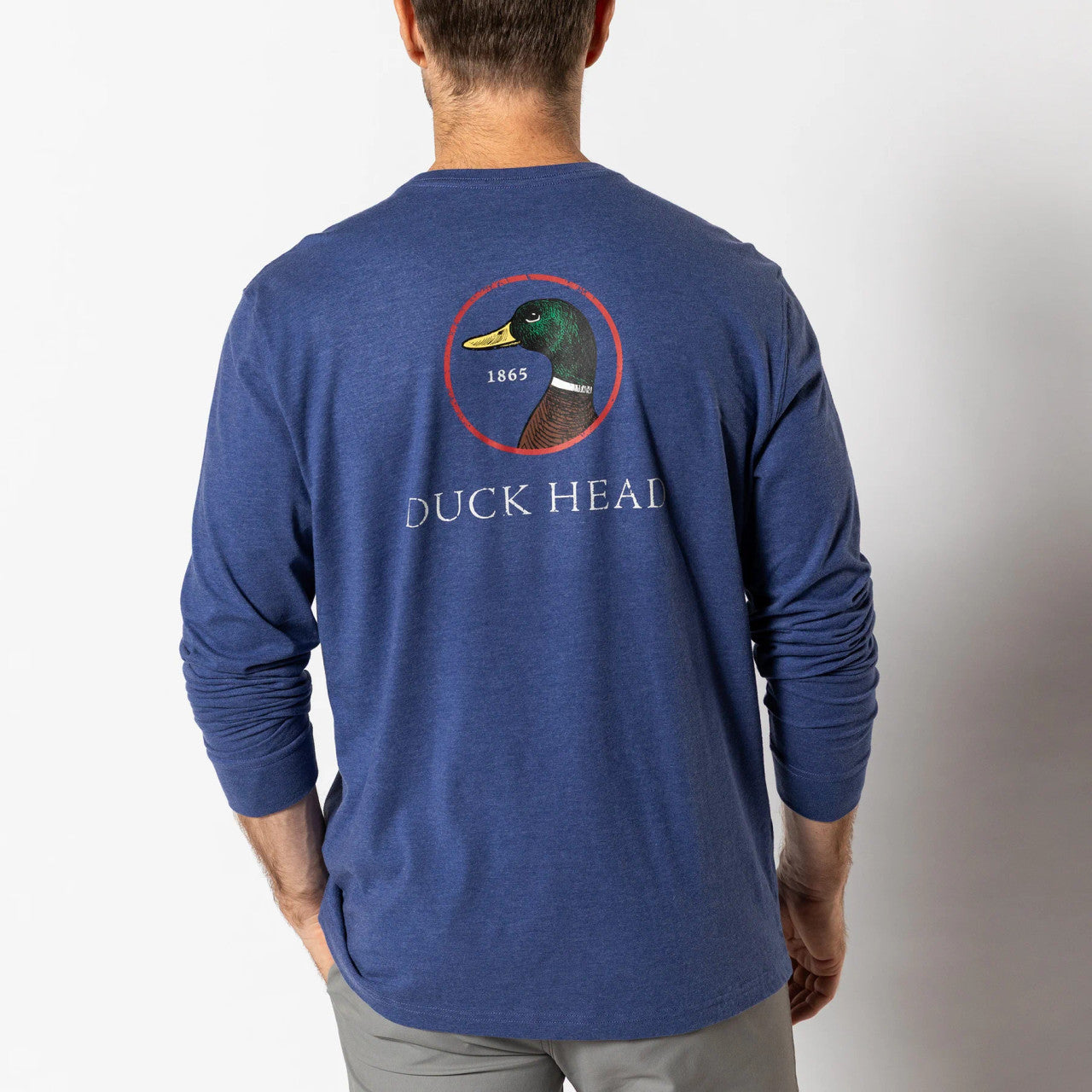 Duck Head Logo Long Sleeve T-Shirt - Beacon Heather Blue