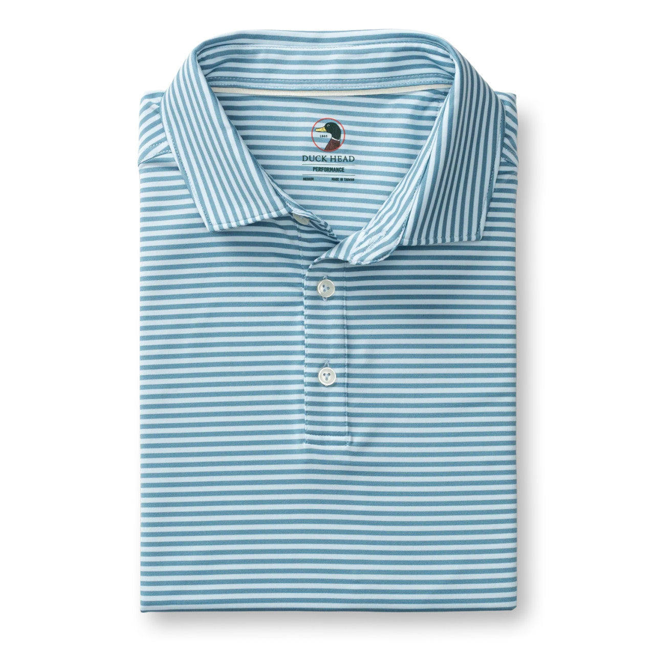 Duck Head Men's Long Drive Performance Polo Windor Stripe - Sunwashed Blue