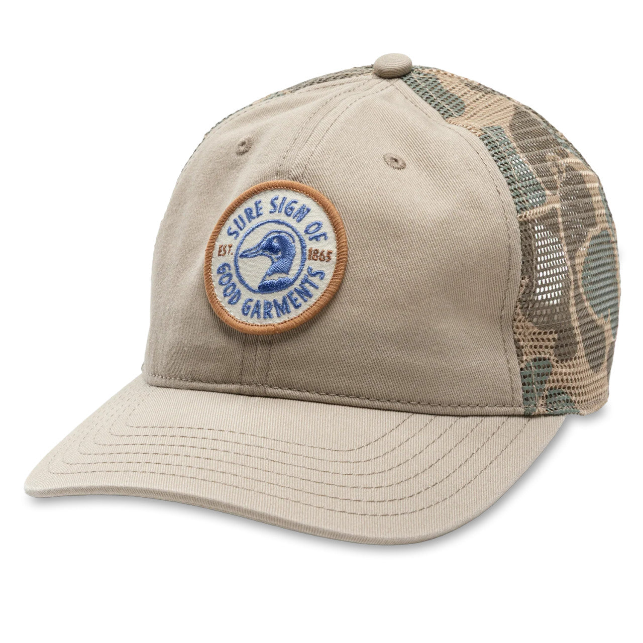 Duck Head Men's Trucker Hat With Camo Mesh - Stone