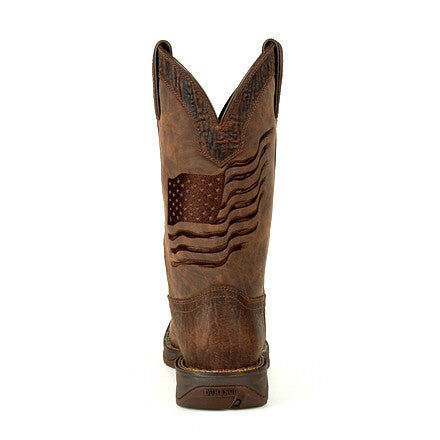 Durango Men's Brown Distressed Flag Embroidery Western Boot