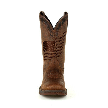 Durango Men's Brown Distressed Flag Embroidery Western Boot