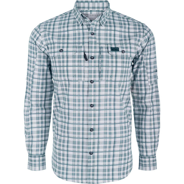 Drake Men's Long Sleeve Hunter Creek Window Pane Plaid Shirt - Ensign Blue