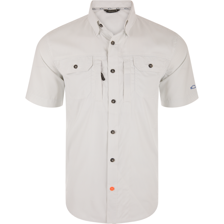 Drake Men's Wingshooters Trey Grid Check Short Sleeve Shirt - Medieval Blue