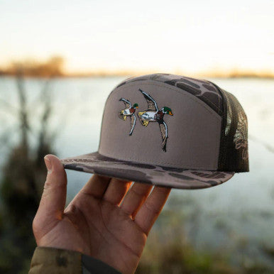 East Coast Waterfowl Banking Woodie Embroidered Hat - Duck Camo 7 Panel