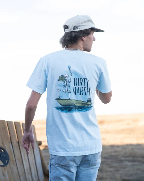 Dirty Marsh Outfitters Men's Skelly With Da Speaker Tee - Chambray